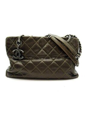 Chanel Chain Shoulder Bag Soft Caviar Leather Brown